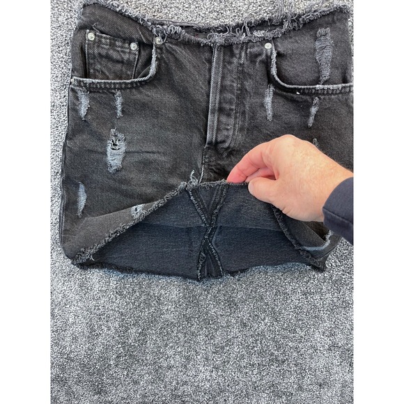 BDG Urban‎ Outfitters Skirt Womens XS Denim Fringed Edge Pocket Distressed Black - Picture 3 of 9